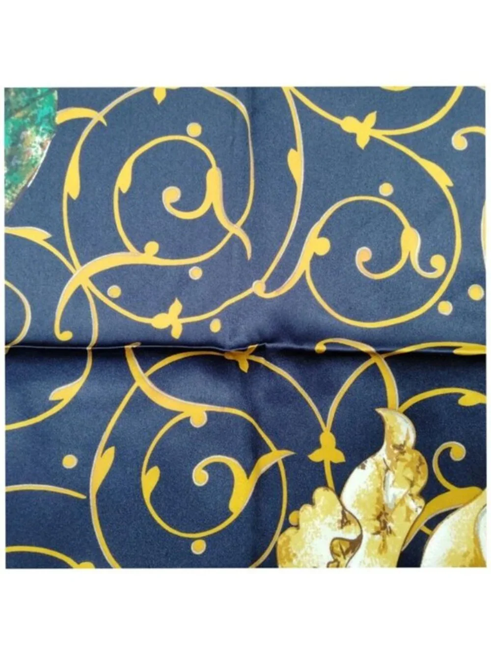 Authentic CHANEL Floral Sunflower Silk Square Scarf CC Logo